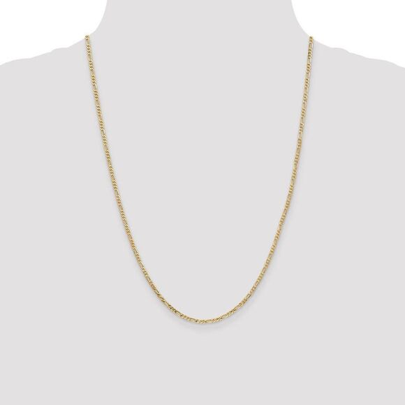 2.25mm 14k Yellow Gold Flat Figaro Necklace Chain Necklace, 24 Inch - Picture 2 of 8